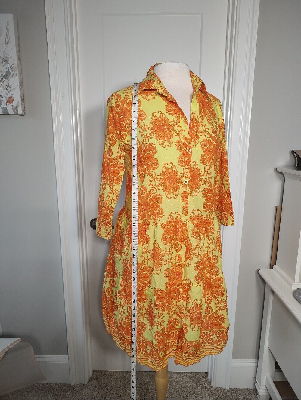 Modaposa Women's Size Small Yellow and Orange Cotton Dress